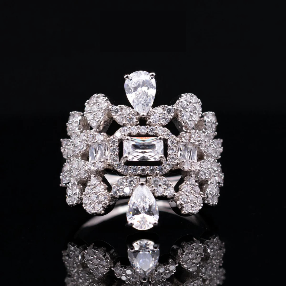 Durre Arabella Elegant White Bridal Jewelry Set with Premium Zircon Stones