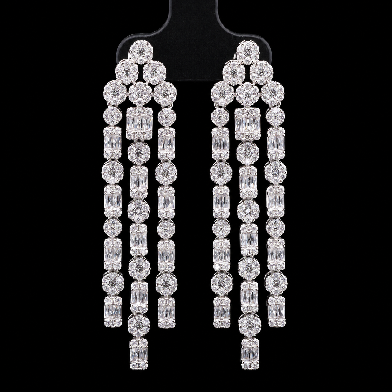 Durre Abby White Layered Luxury Bridal Full Set in High Quality Rhodium Plated Zircon Stones