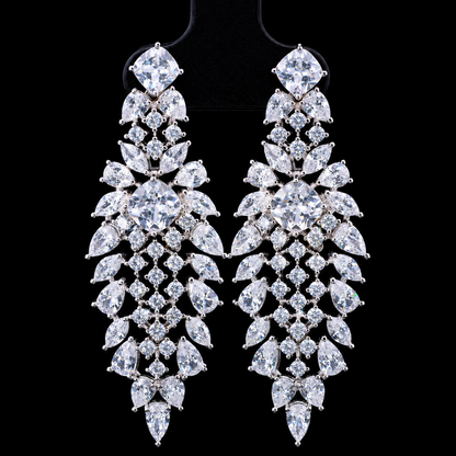 Durre White Luxury Bridal Full Set with High-Quality Simulated Diamonds, Rhodium Plated