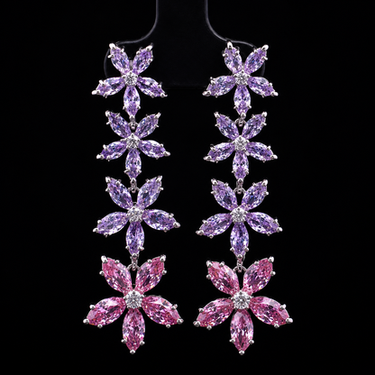 Durre Yusra Pink & Purple Bridal Jewelry Set with Premium Simulated Diamonds