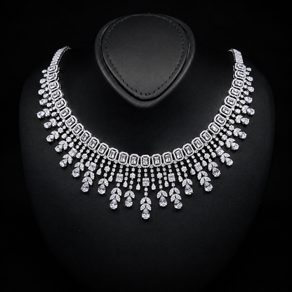 Durre Arabella Elegant White Bridal Jewelry Set with Premium Zircon Stones