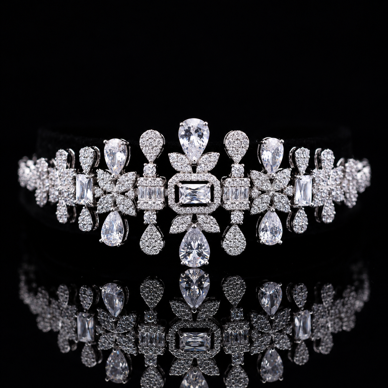 Durre Arabella Elegant White Bridal Jewelry Set with Premium Zircon Stones