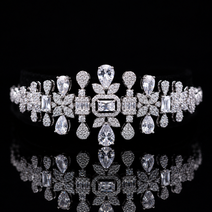 Durre Arabella Elegant White Bridal Jewelry Set with Premium Zircon Stones