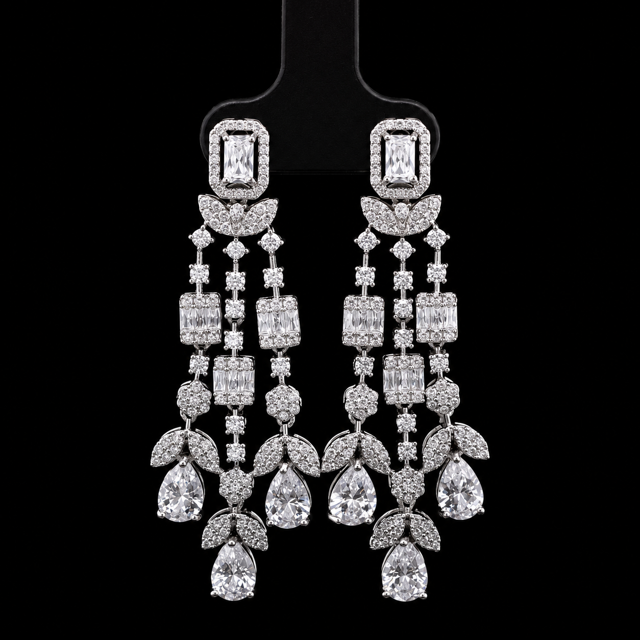 Durre Arabella Elegant White Bridal Jewelry Set with Premium Zircon Stones