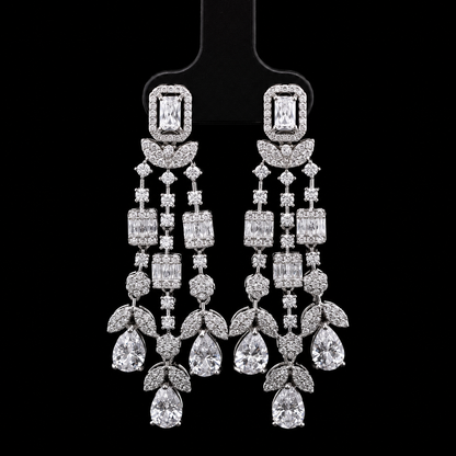 Durre Arabella Elegant White Bridal Jewelry Set with Premium Zircon Stones