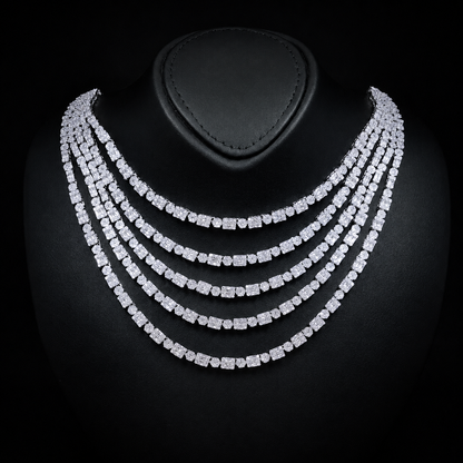 Durre Abby White Layered Luxury Bridal Full Set in High Quality Rhodium Plated Zircon Stones