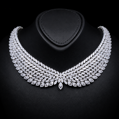 Durre Safe Luxury Bridal White Full Set In High Quality Zircon Stone Rhodium Plated