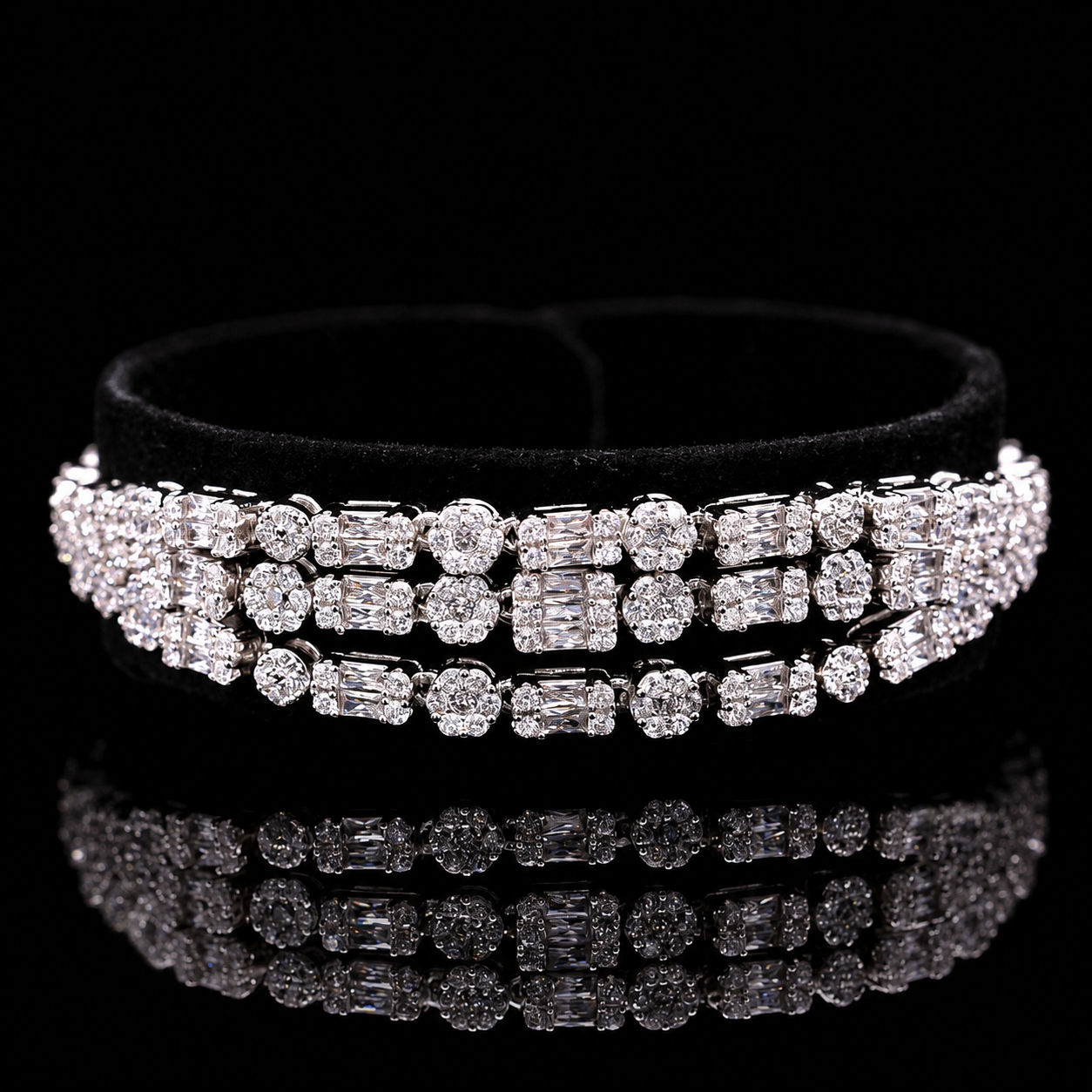 Durre Abby White Layered Luxury Bridal Full Set in High Quality Rhodium Plated Zircon Stones