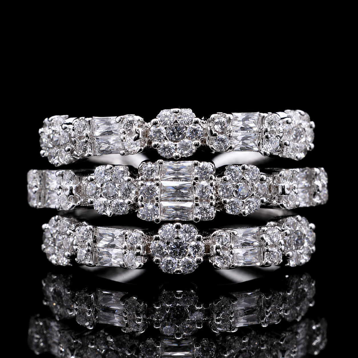Durre Abby White Layered Luxury Bridal Full Set in High Quality Rhodium Plated Zircon Stones