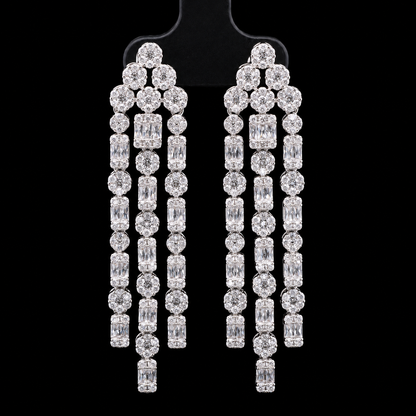 Durre Abby White Layered Luxury Bridal Full Set in High Quality Rhodium Plated Zircon Stones