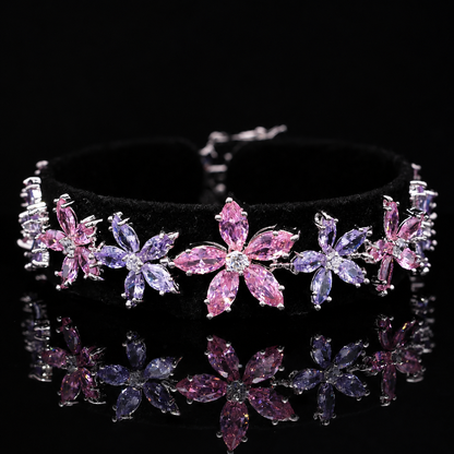 Durre Yusra Pink & Purple Bridal Jewelry Set with Premium Simulated Diamonds